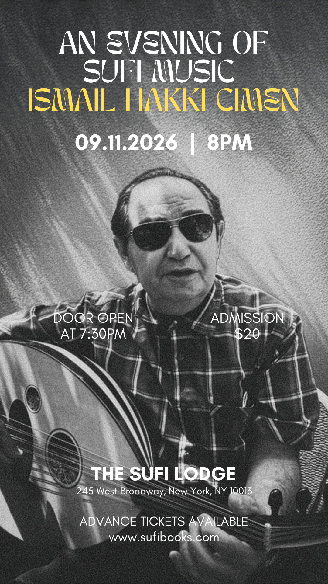 Friday, Sept 11, 2026 | An Evening of Sufi Music w/ Ismail Hakki Cimen
